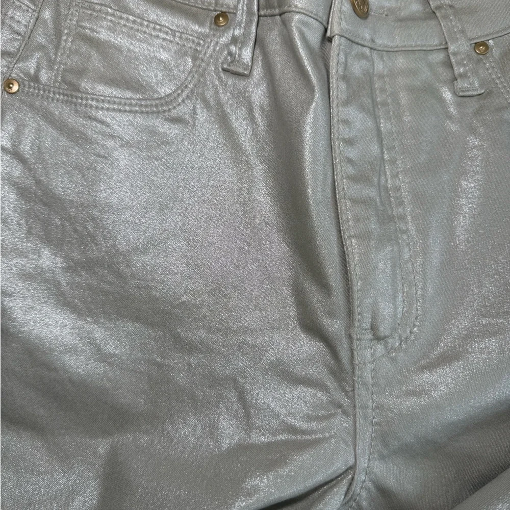 Kut from the Kloth Charlize Metallic Coated High Rise Cigarette Leg Pants - Picture 8 of 9